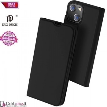 Dux Ducis dirbtinės odos atverčiamas dėklas - juodas (telefonui Apple Iphone 13 Mini)